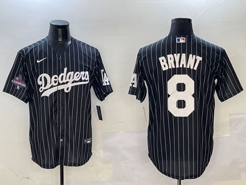 Men Los Angeles Dodgers #8 Bryant Black Stripe Jointly Name 2025 Nike MLB Jersey style 2